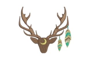 Antlers Feathers: A Mystical Deer Embroidery Design