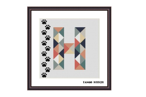 Charming Letter H Cat Paws Cross Stitch