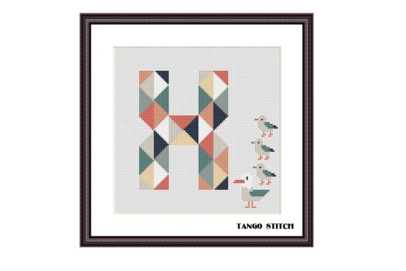 Charming Letter X and Seagull Family Cross Stitch