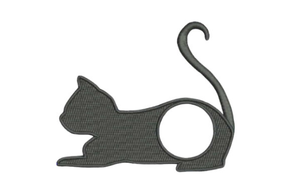 Charming Monogram Frame Cat for Embroidery