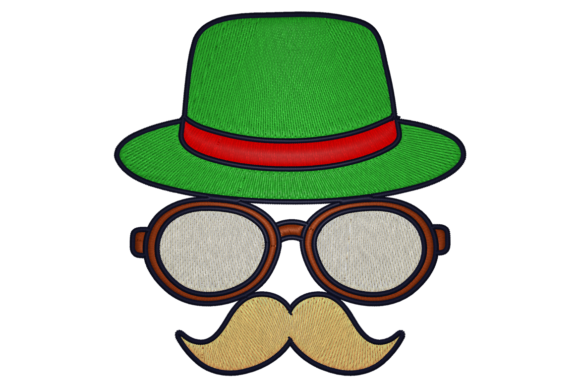 Hat, Glass, Moustache: A Festive and Fun Embroidery Design