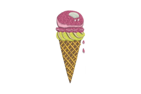 Ice Cream Cone Dripping: A Sweet Embroidery Design