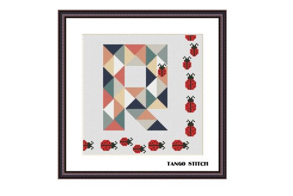 Review: Letter R Ladybugs Geometric Cross Stitch