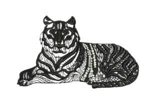 Tiger Lying Down Zentangle: A Unique Embroidery Design