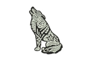Zentangle Wolf Howling: A Unique Holiday Embroidery Design